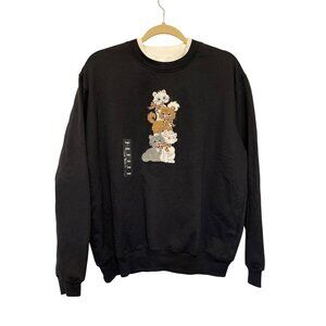 Vintage Morning Sun 1990's Stacked Cats Black Fleece Sweatshirt Large